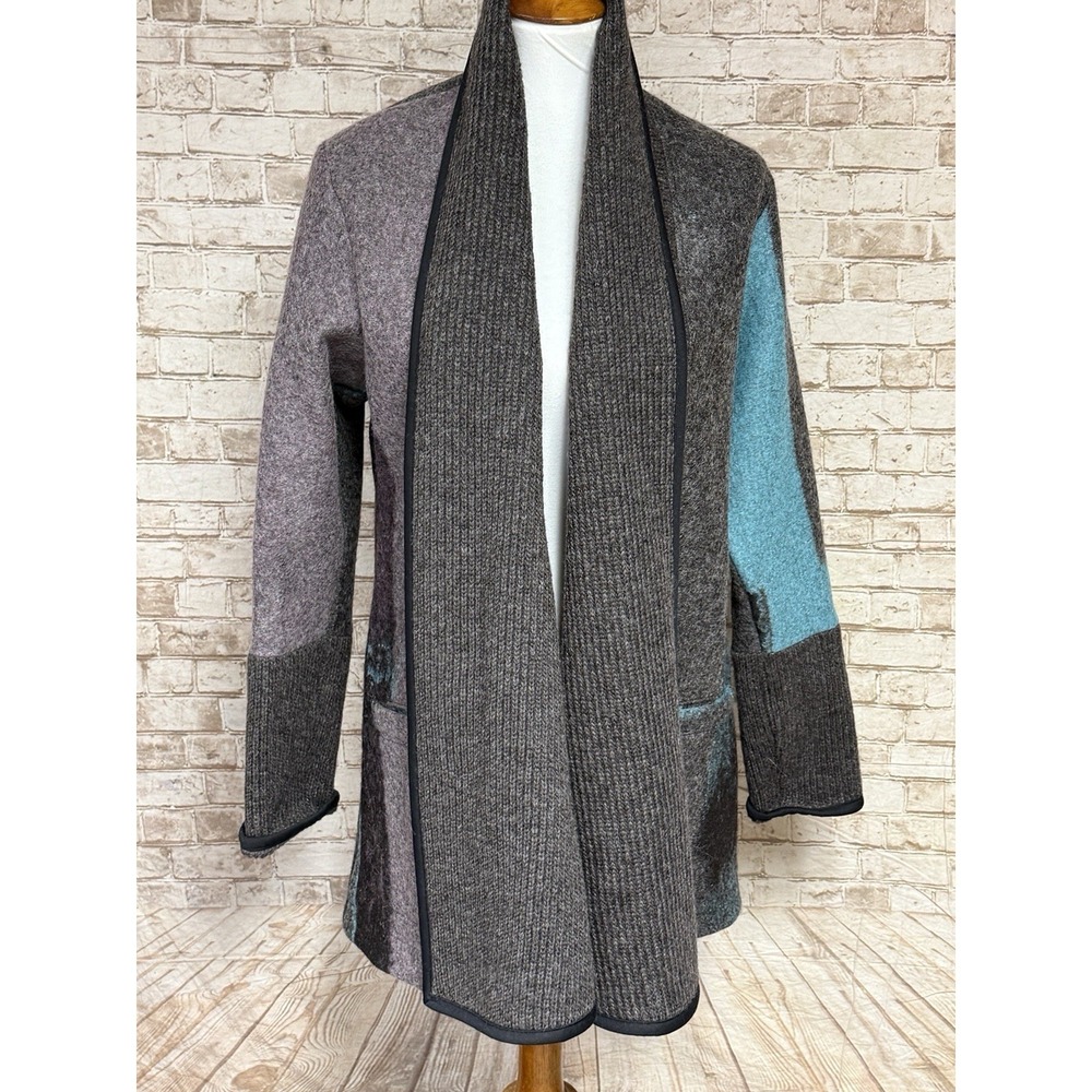 ART OF CLOTH GLACIER WOOL BLEND OPEN FRONT ASYMMETRICAL HEM JACKET SIZE L